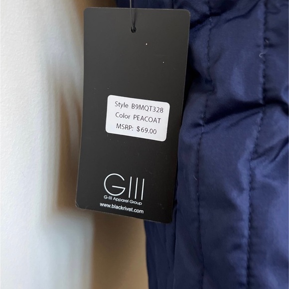 Black rivet blue fur collard vest - Picture 3 of 4